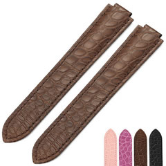 优质鳄鱼皮表带，多色多选：儒雅的棕色、沉稳的黑色、优雅的粉色，适合搭配各类品牌名表，深受爱表一族的喜爱